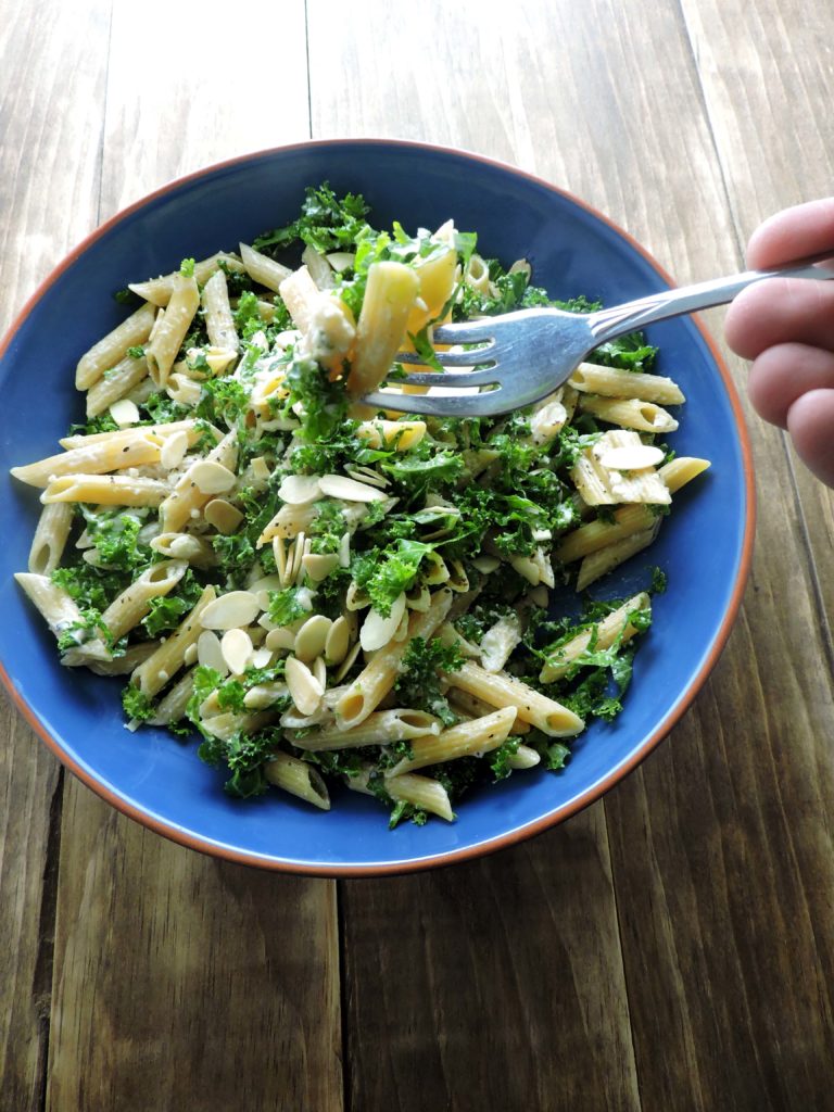 Kale Caesar Pasta Salad