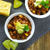 Spicy Southwest Lentil Chickpea Chili
