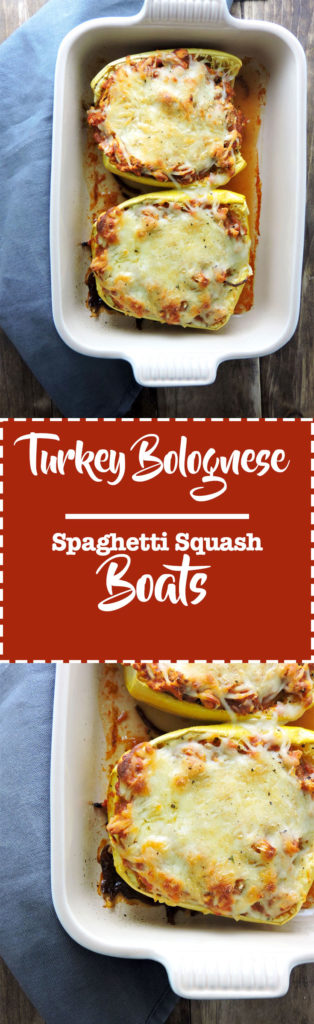 Turkey Bolognese Spaghetti Squash Boats