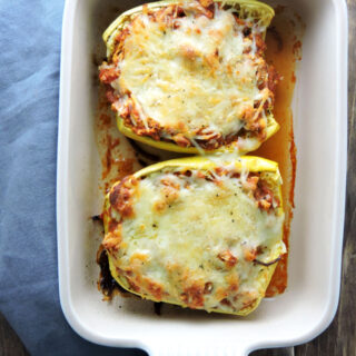 Turkey Bolognese Spaghetti Squash Boats