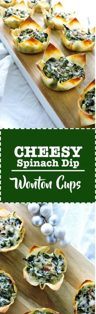 Cheesy Spinach Dip Wonton Cups