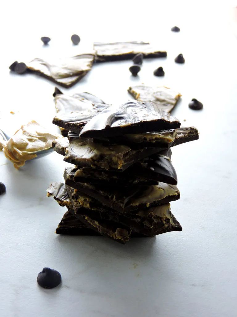 Chocolate Peanut Butter Bark with Sea Salt