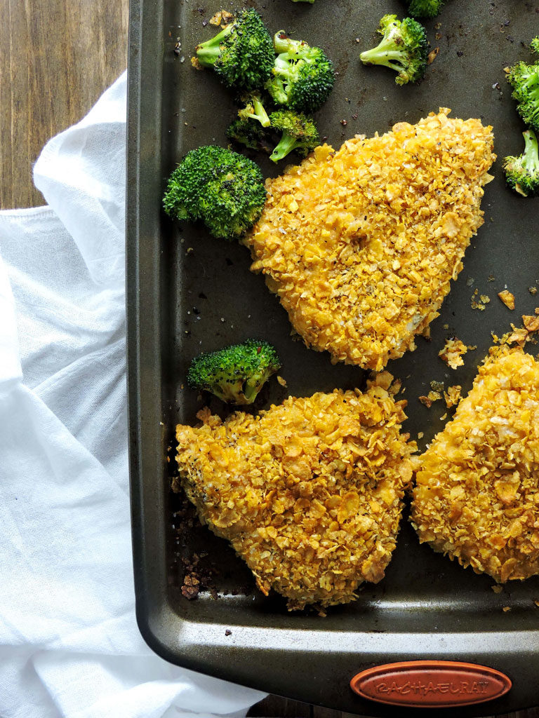 Crispy Chicken and Spicy Broccoli Sheet Pan Dinner