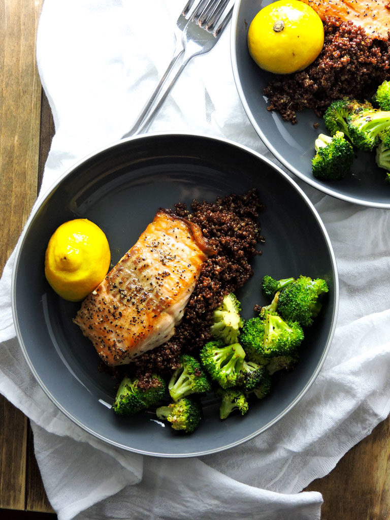 Simple Salmon and Broccoli with Roasted Lemon Recipe