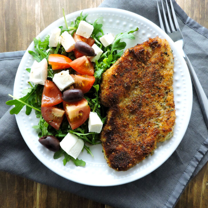 Easy Chicken Milanese with Tomato Arugula Salad