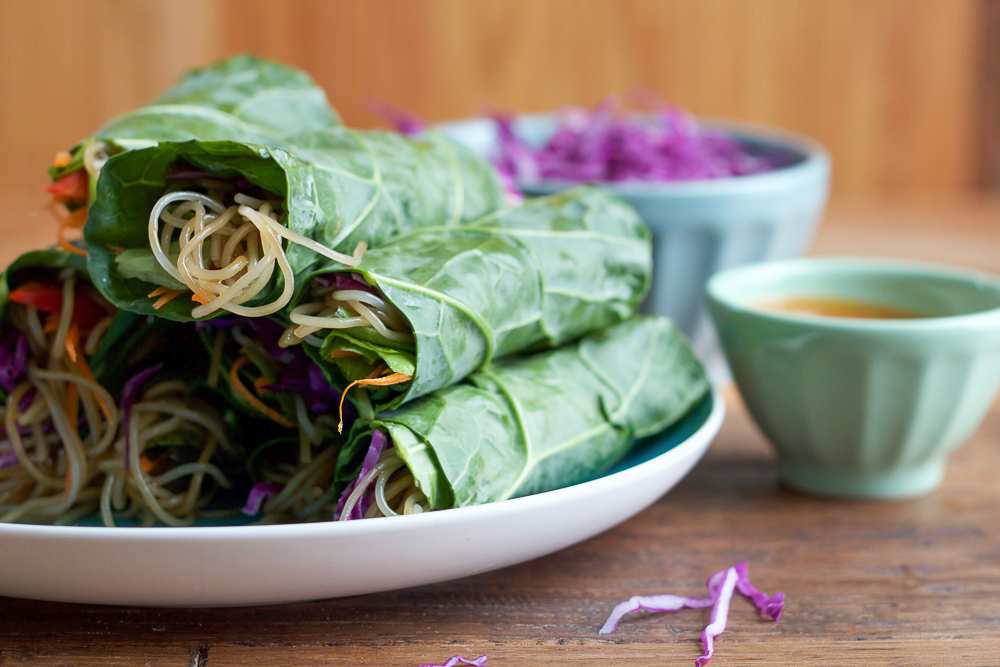 Spicy Asian Collard Green Wraps