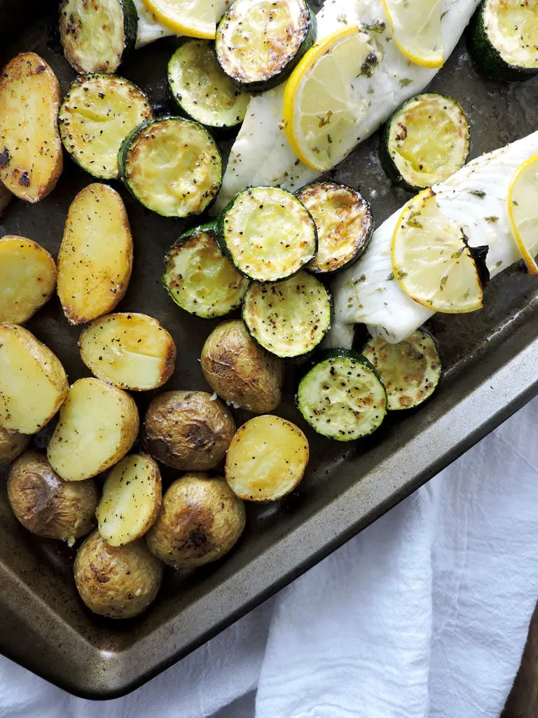 Lemon Garlic Tilapia Sheet Pan Dinner