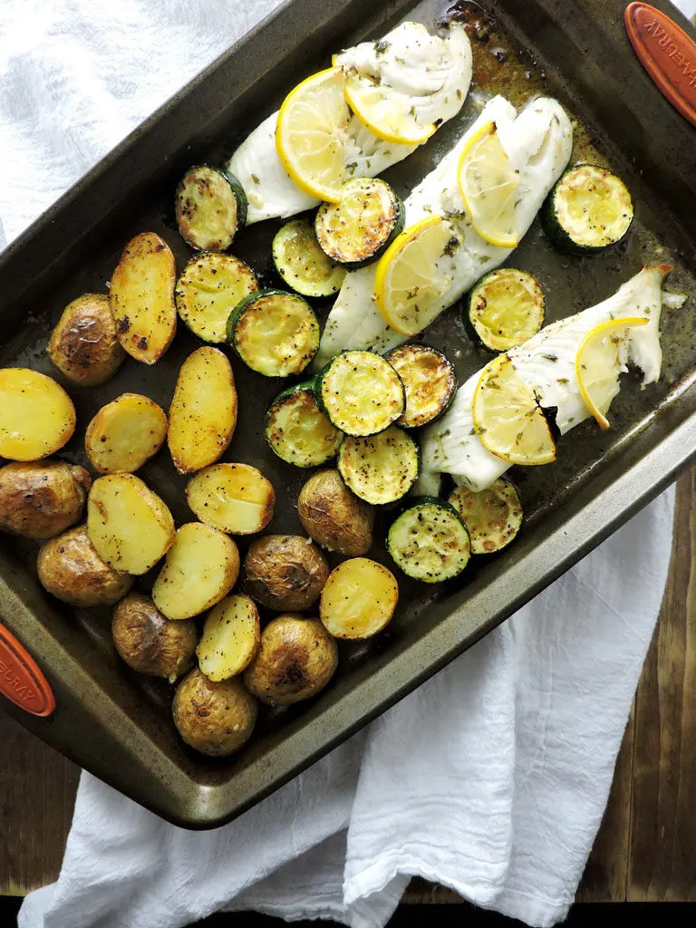 Lemon Garlic Tilapia Sheet Pan Dinner