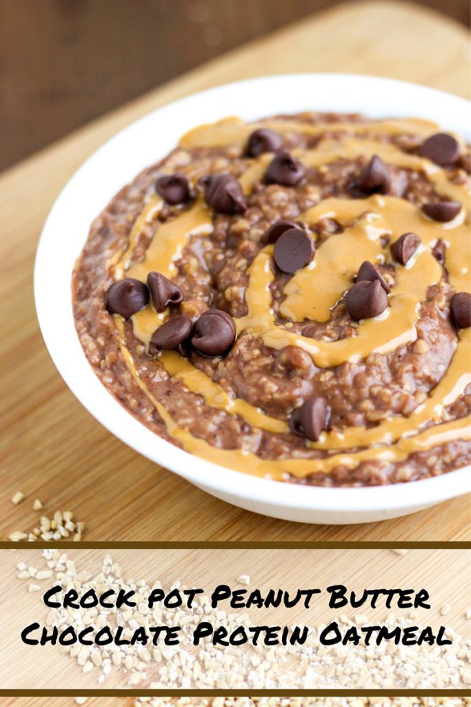 Crock Pot Chocolate Peanut Butter Protein Oatmeal