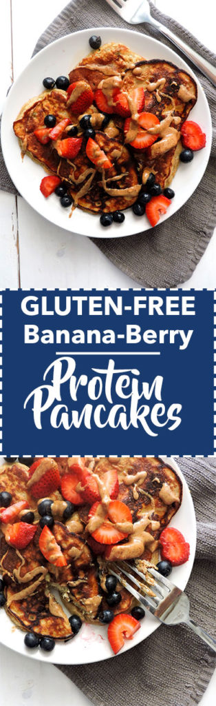 Banana Berry Protein Pancakes