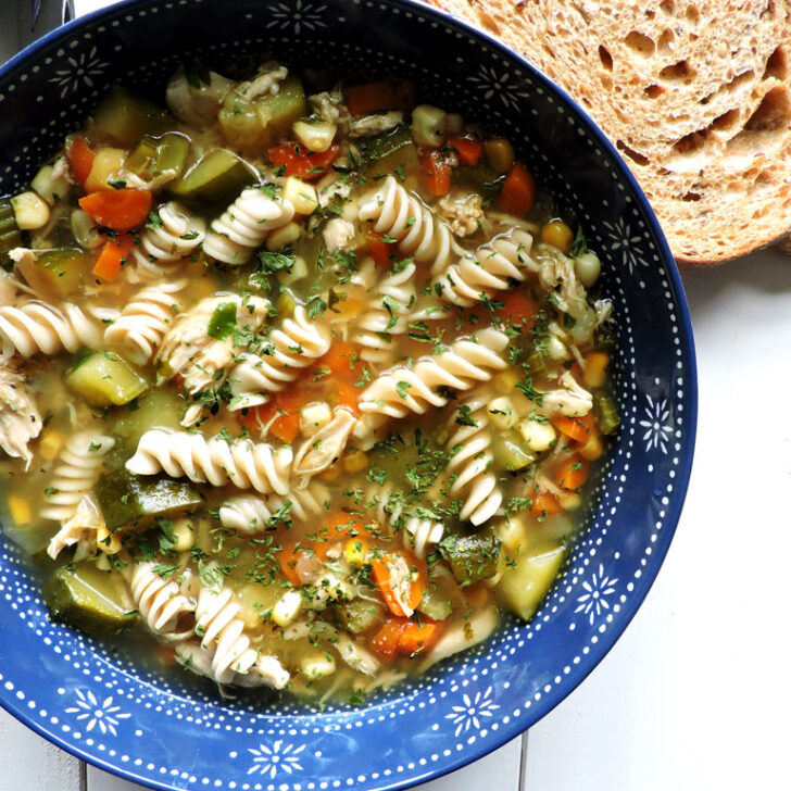 Chicken Noodle Soup with Zucchini and Corn