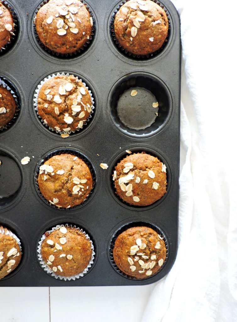 Roasted Almond Butter Banana Muffins