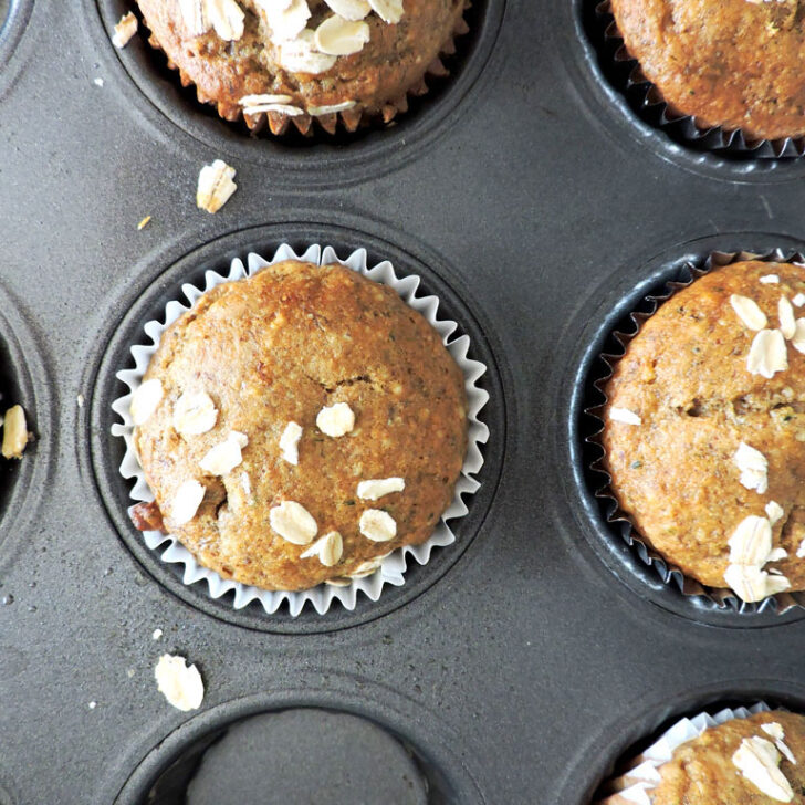 Roasted Almond Butter Banana Muffins