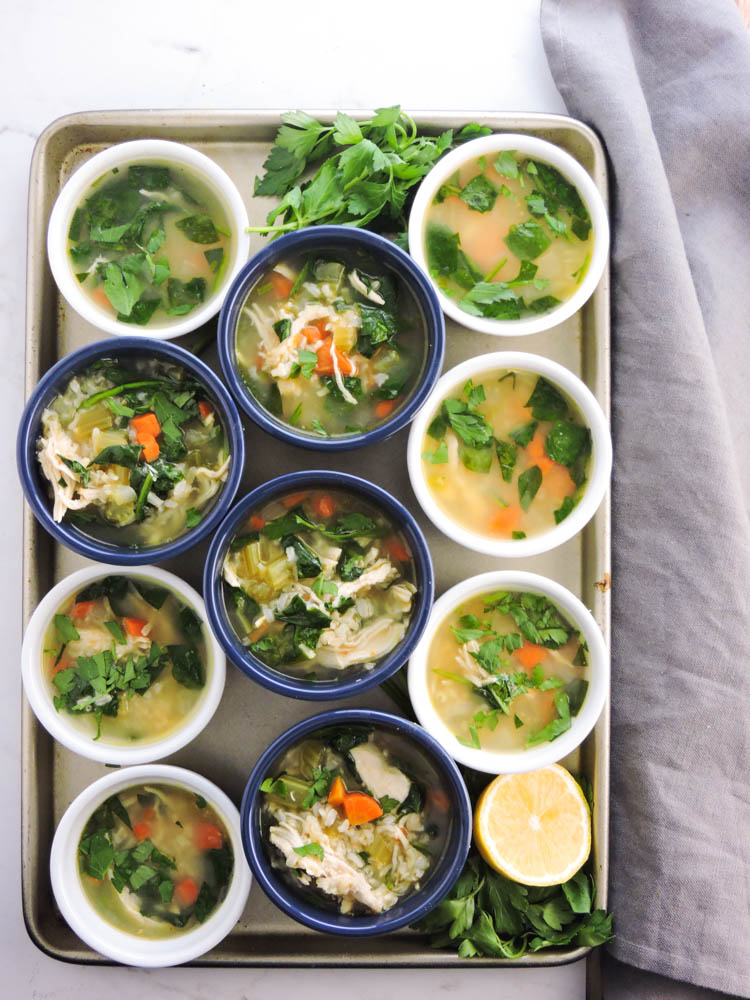 toasted rice and chicken soup with lemon