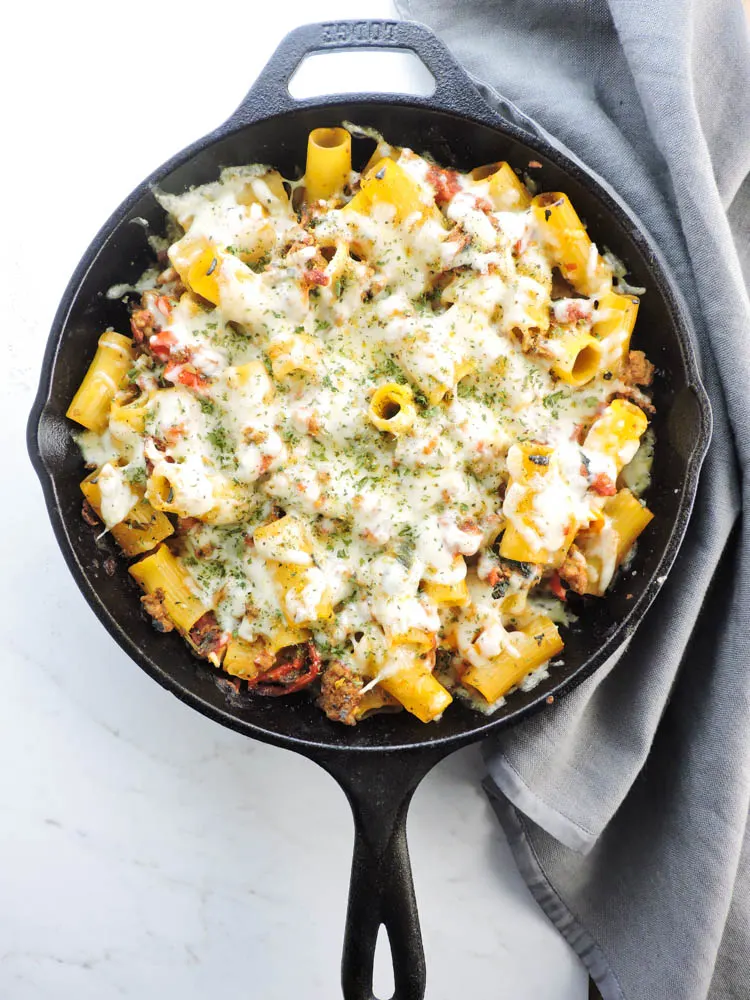 Turkey Sausage Rigatoni with Fire Roasted Tomato Sauce