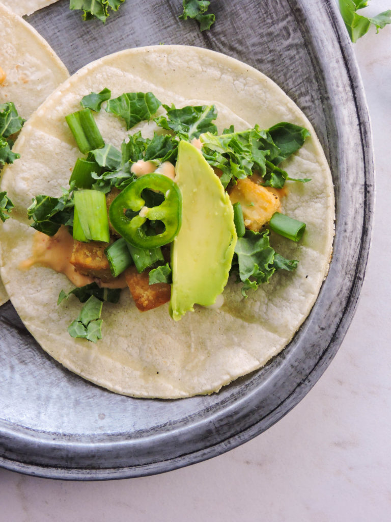 Crispy Tofu Street Tacos with Chili Sauce