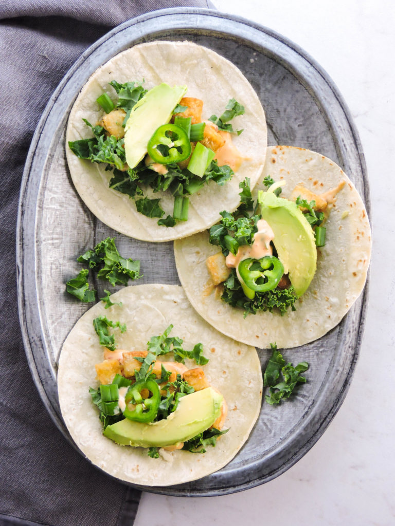 Crispy Tofu Street Tacos with Chili Sauce