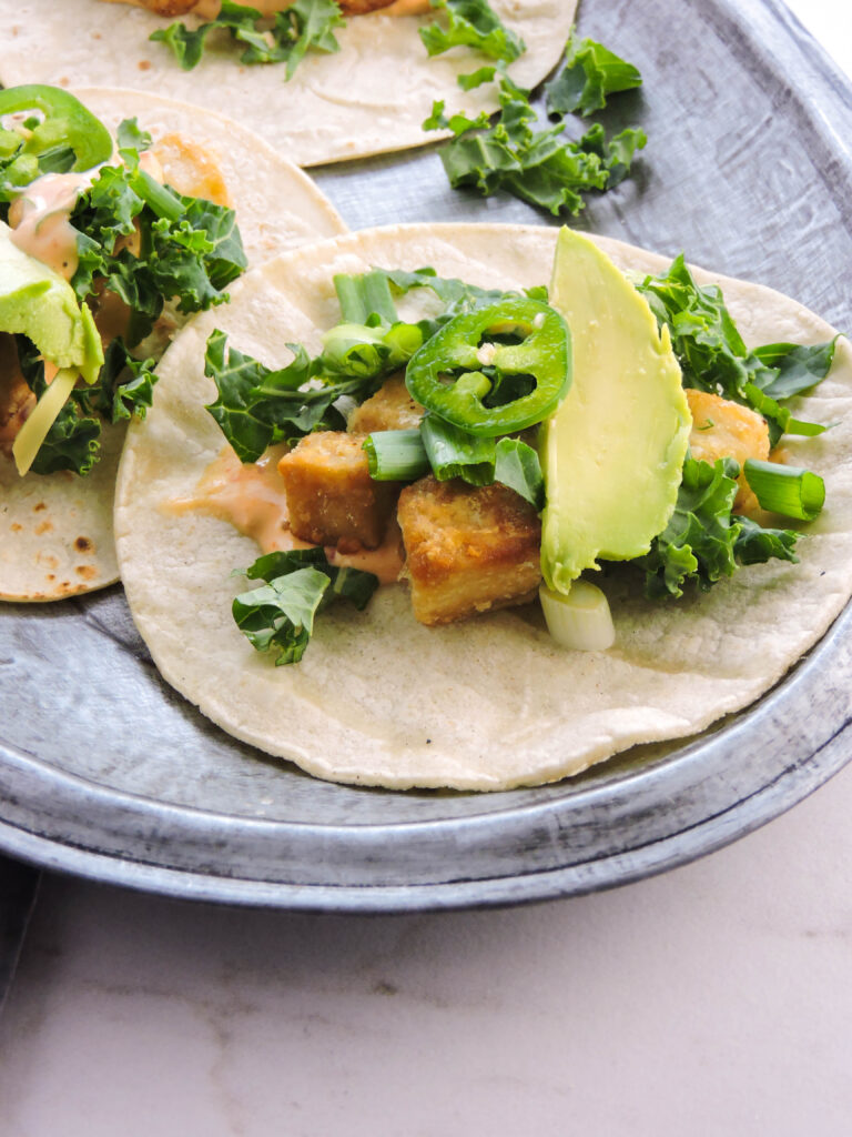 Crispy Tofu Street Tacos with Chili Sauce