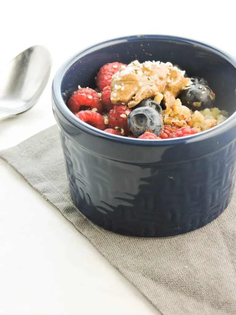 Quick Berry Almond Butter Steel Cut Oats