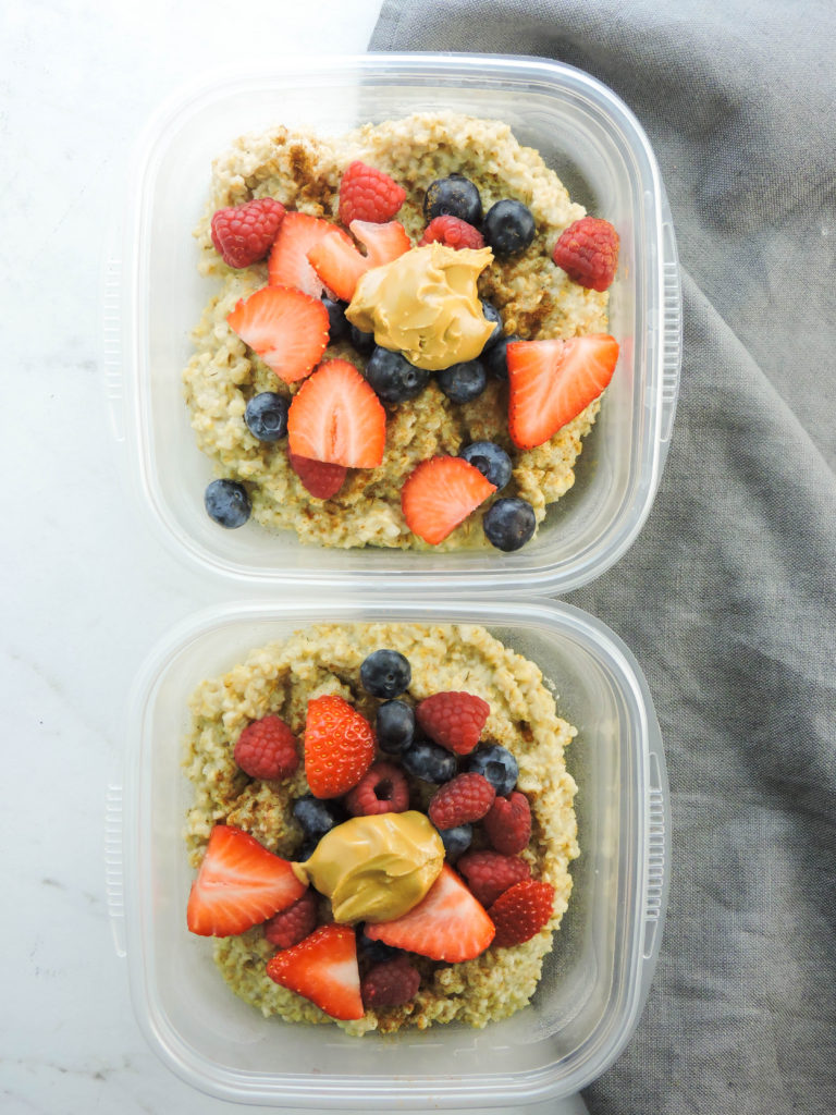 quick berry almond butter steel cut oats