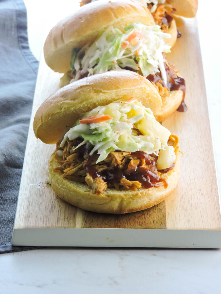 Chicken Barbecue Sandwiches with Pineapple Slaw