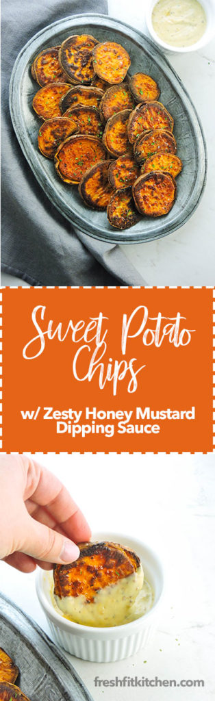 Sweet Potato Chips with Zesty Honey Mustard Sauce