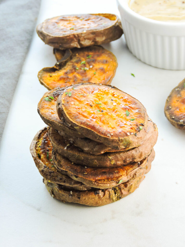 Sweet Potato Chips with Zesty Honey Mustard Sauce