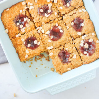 Peanut Butter and Jam Baked Oatmeal Bars