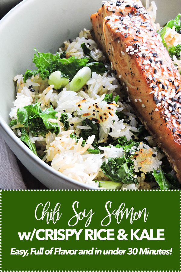 Chili Soy Salmon with Crispy Rice and Kale