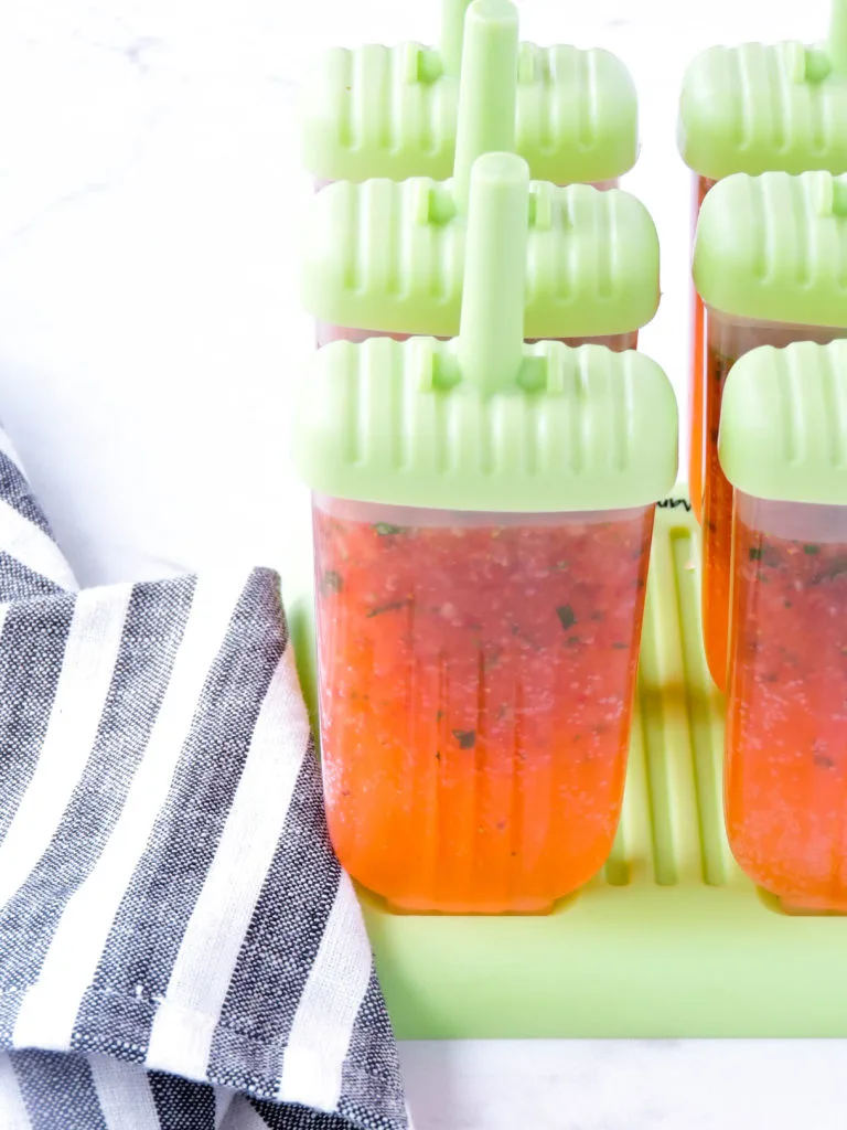 Boozy Strawberry Basil Mint Lemonade Pops