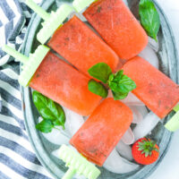 Boozy Strawberry Basil Mint Lemonade Pops