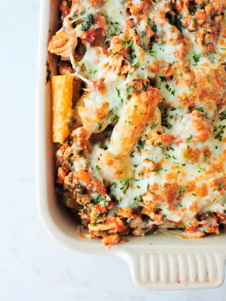 Chicken Parmesan Baked Rigatoni