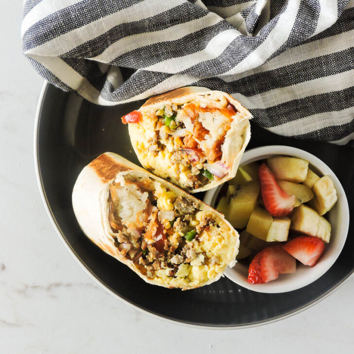 Sausage Egg and Cheese Breakfast Burritos