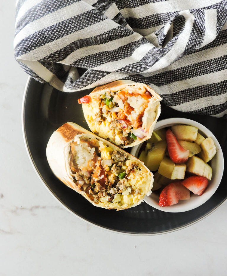 Sausage Egg and Cheese Breakfast Burritos - Fresh Fit Kitchen