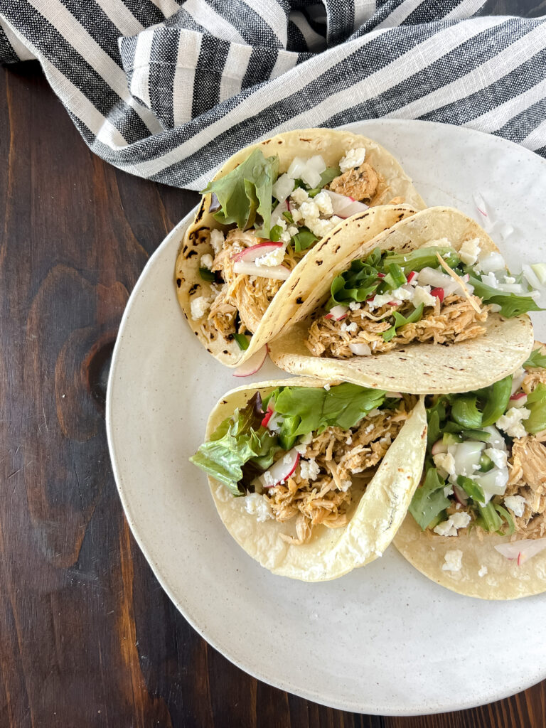 3 Ingredient Slow Cooker Salsa Verde Chicken Tacos