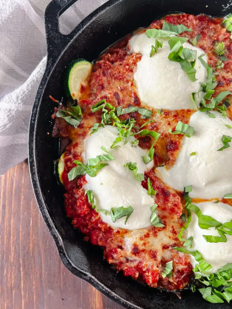 Close up of Low Carb Keto Zucchini Lasagna