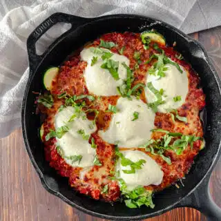 Low Carb Keto Friendly Lasagna in Skillet