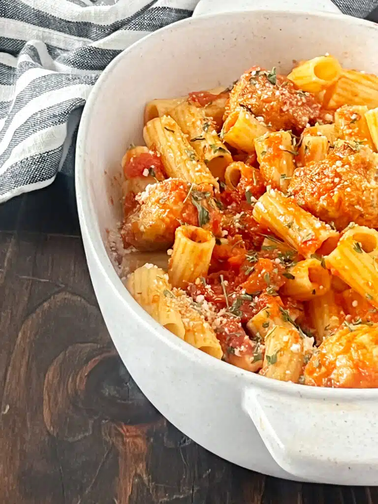 Baked Chicken Meatballs with Vodka Sauce and Rigatoni3