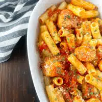 Baked Chicken Meatballs with Vodka Sauce and Rigatoni 1