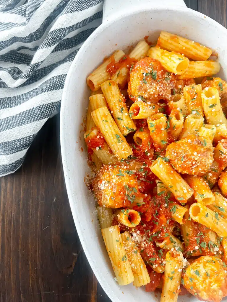 Baked Chicken Meatballs with Vodka Sauce and Rigatoni 1