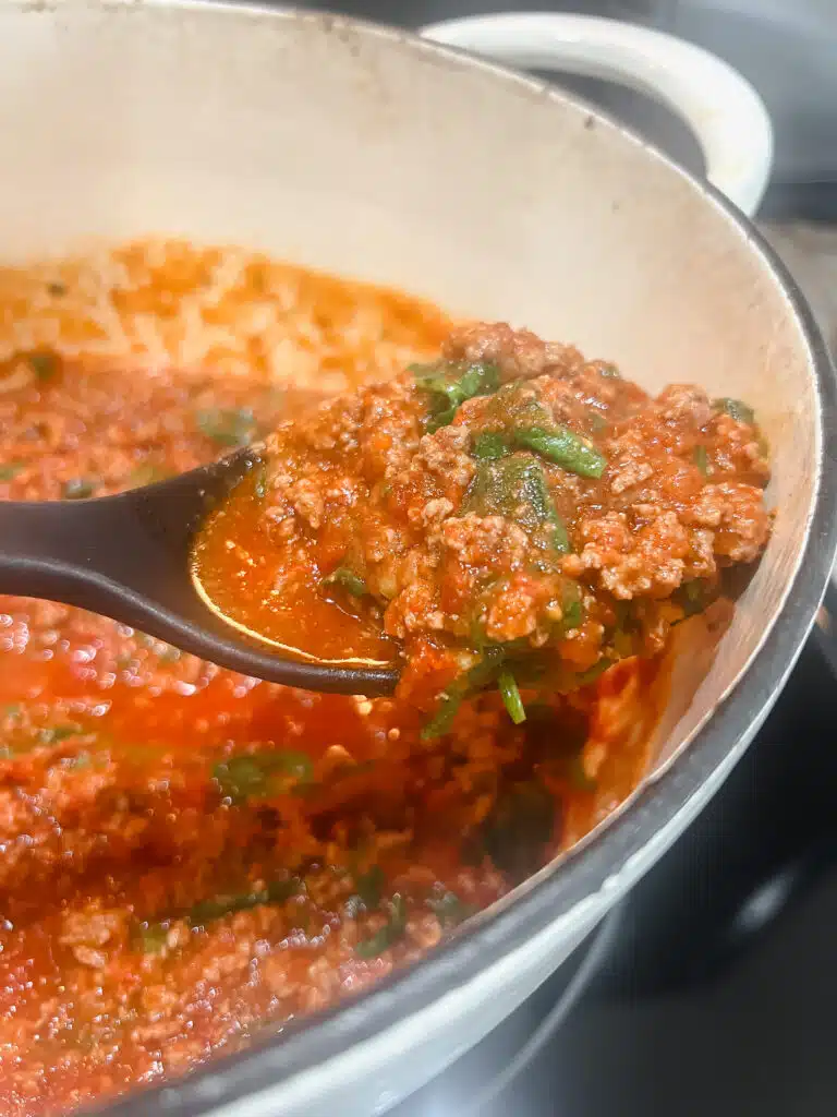 One Pan Creamy Beef Pasta Bake Sauce