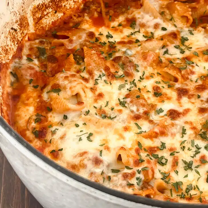 One Pan High Protein Creamy Beef Pasta Bake Recipe