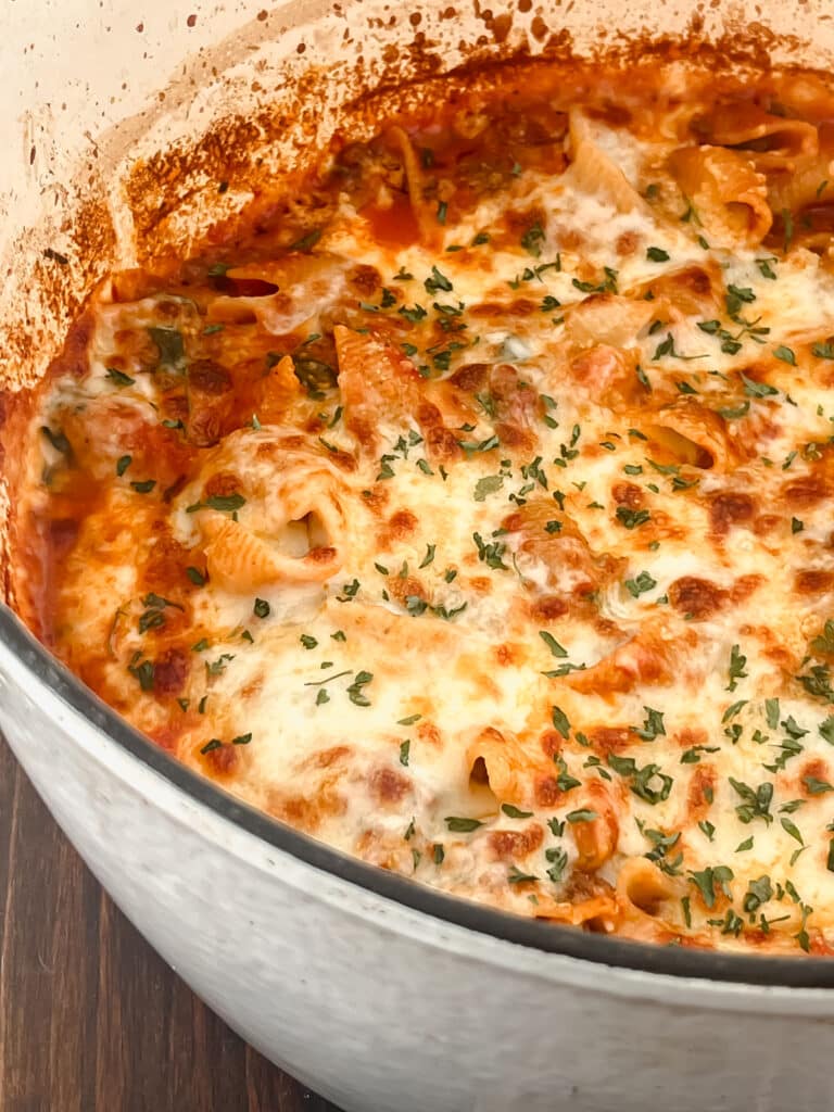 One Pan Creamy Beef Pasta Bake Recipe